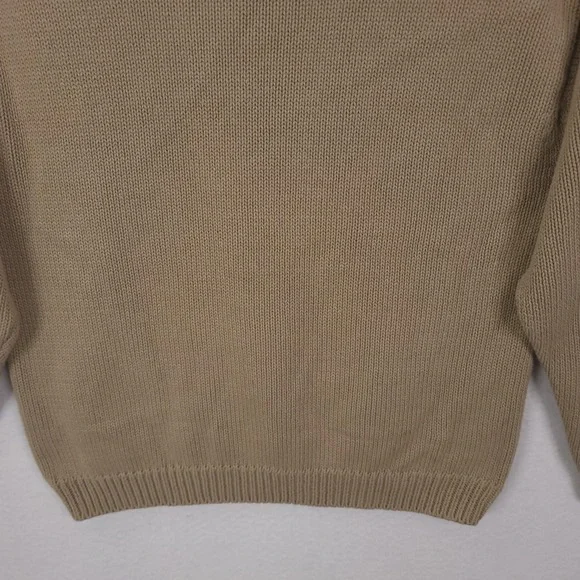 Vintage Eddie Bauer Sweater Men L Beige Crewneck Cotton Heavyweight Knit - Picture 8 of 12
